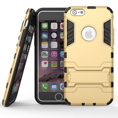 Чехол Iron для Iphone 6 Plus / 6s Plus бронированный Бампер с подставкой Gold