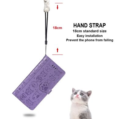 Чехол Embossed Cat and Dog для Iphone 7 / 8 книжка с узором кожа PU с визитницей фиолетовый