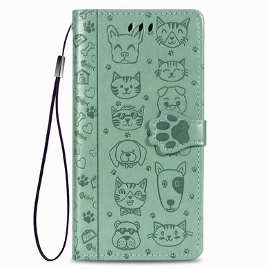 Чехол Embossed Cat and Dog для Iphone 7 / 8 книжка с узором кожа PU с визитницей мятный