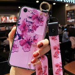 Чехол Lanyard для Iphone 7 / Iphone 8 бампер с ремешком Rose