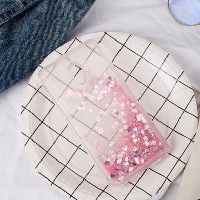 Чехол Glitter для Meizu M5S Бампер Жидкий блеск сердце розовый