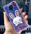 Чехол Glitter для Xiaomi Redmi Note 9S бампер жидкий блеск Заяц подставка Фиолетовый