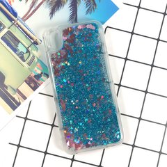 Чехол Glitter для Honor 8S бампер Жидкий блеск аквариум синий