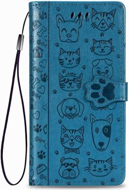 Чехол Embossed Cat and Dog для Xiaomi Redmi Note 8T книжка кожа PU Blue