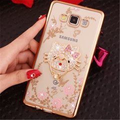 Чехол Luxury для Samsung J5 2016 / J510H / J510 / J510F бампер с подставкой Ring Kitty Gold