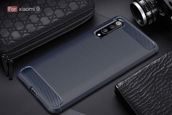 Чехол Carbon для Xiaomi Mi 9 бампер оригинальный Blue
