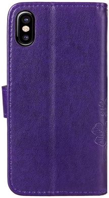 Чехол Clover для Iphone X книжка с узором кожа PU фиолетовый