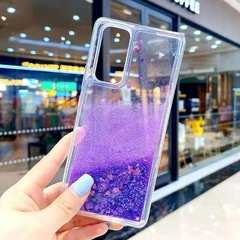 Чехол Glitter для Samsung Galaxy A03s / A037 бампер жидкий блеск фиолетовый