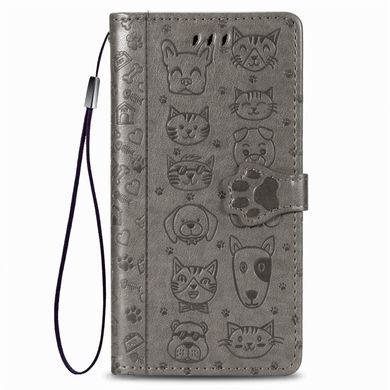 Чехол Embossed Cat and Dog для Iphone 7 Plus / 8 Plus книжка кожа PU с визитницей серый