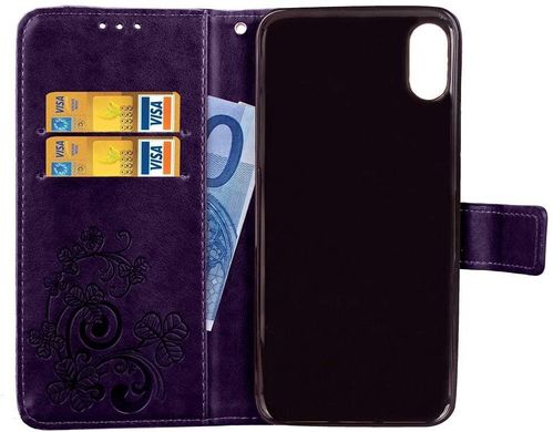 Чохол Clover для Iphone X книжка з візерунком шкіра PU фіолетовий