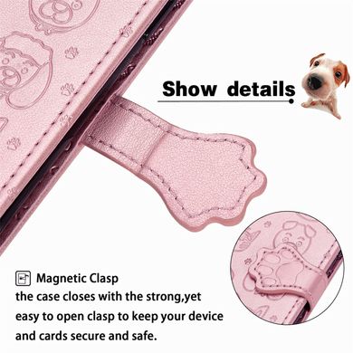 Чехол Embossed Cat and Dog для Iphone 7 Plus / 8 Plus книжка кожа PU с визитницей розовое золото