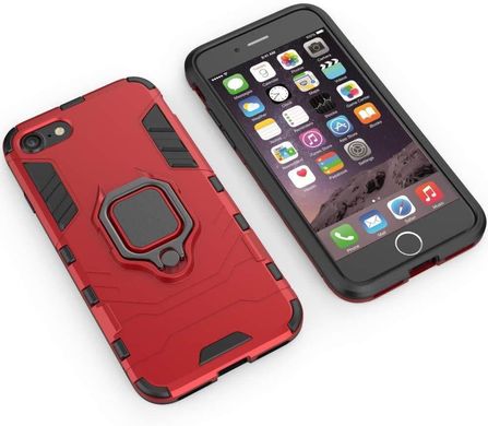 Чехол Iron Ring для Iphone SE 2020 бронированный Бампер с подставкой Red