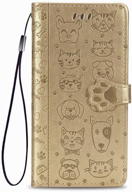 Чехол Embossed Cat and Dog для Xiaomi Redmi Note 8T книжка кожа PU Gold