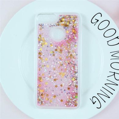 Чехол Glitter для Xiaomi Redmi 6 Бампер Жидкий блеск звезды Розовый УЦЕНКА