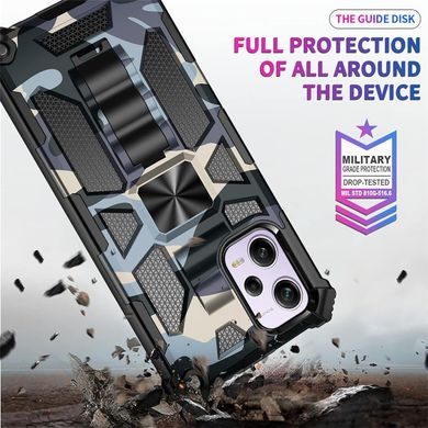 Чехол Military Shield для Xiaomi Poco X5 Pro 5G бампер противоударный с подставкой Navy-Blue