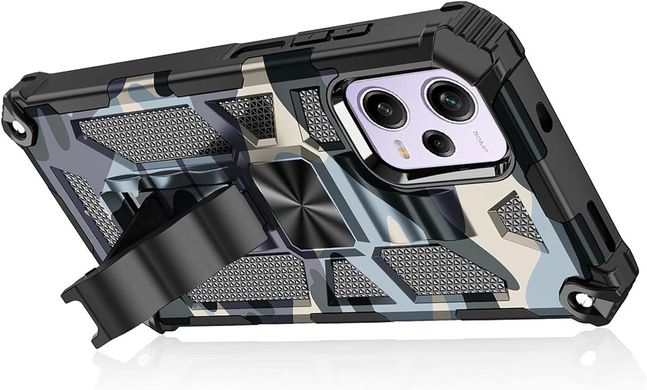 Чехол Military Shield для Xiaomi Poco X5 Pro 5G бампер противоударный с подставкой Navy-Blue